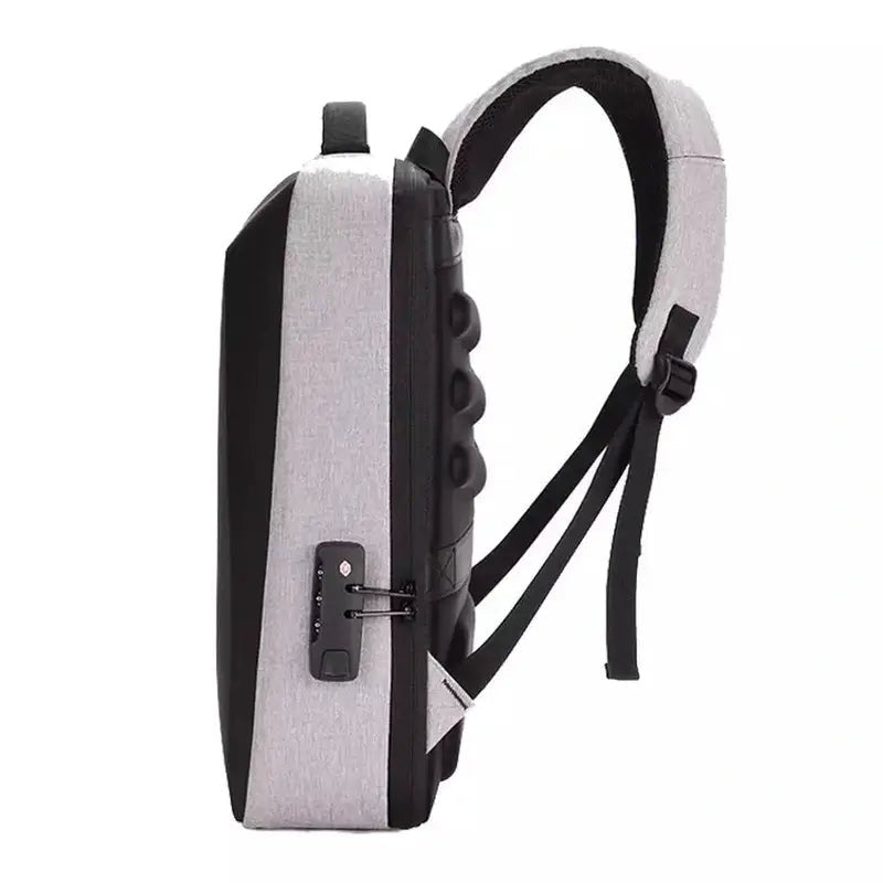Sac à dos ordinateur 15 pouces antivol gris clair et noir avec serrure intégrée