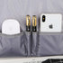 Organisateur de rangement gris à motif miel avec appareils Apple et stylos dans un sac à dos ordinateur 15 pouces 25L