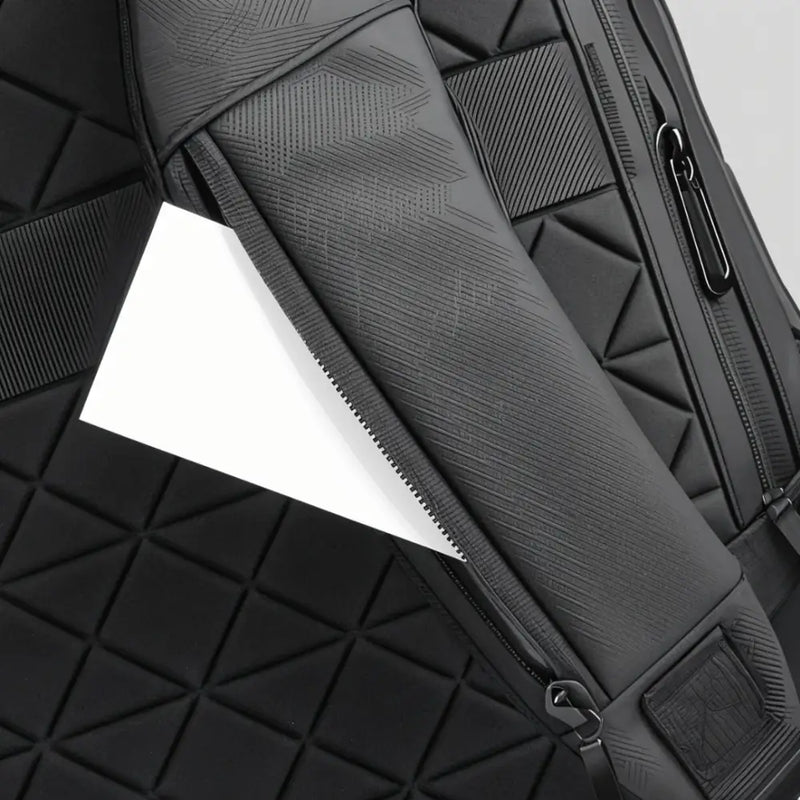 Sac à dos ordinateur 16 pouces City HK noir avec poche zippée et motif géométrique