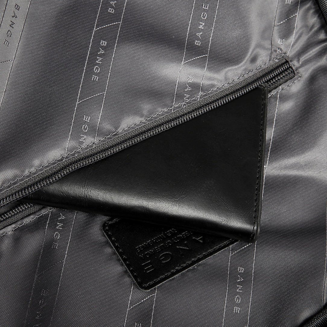Poche zippée noire avec portefeuille en cuir et étiquette en cuir pour Sac à dos Orion