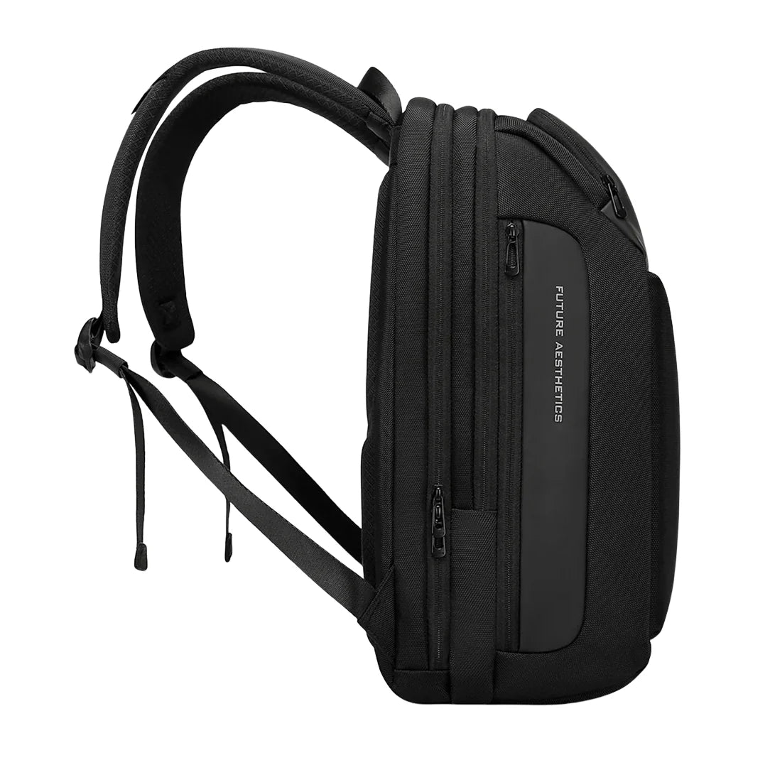 Sac à dos ordinateur 17 pouces Orion noir avec bretelles rembourrées et plusieurs poches zippées