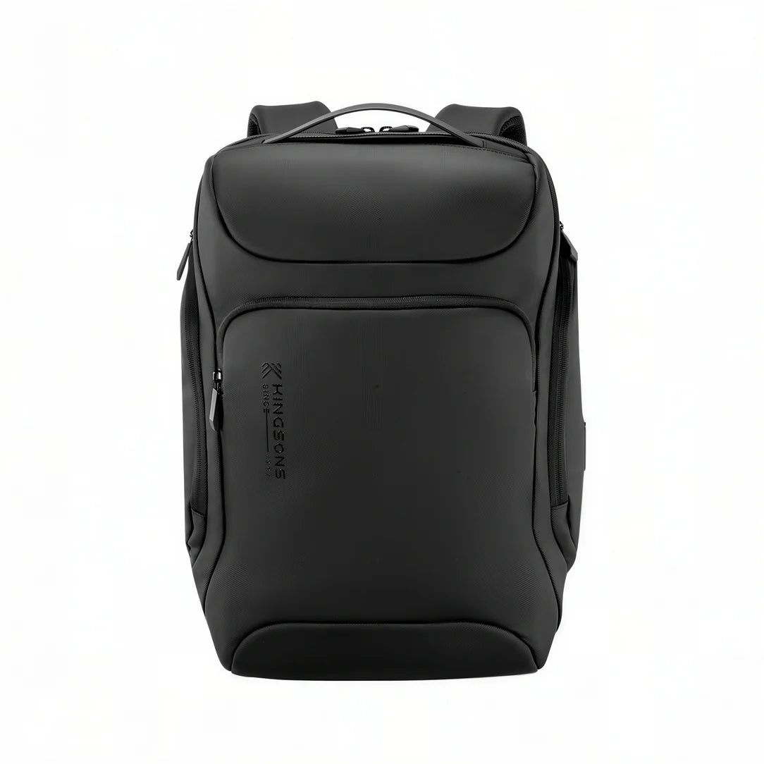 Sac à dos ordinateur de voyage 22L K10 en cuir noir avec plusieurs compartiments