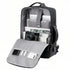 Sac à dos ordinateur extensible 17 pouces noir ouvert avec électronique et appareil photo