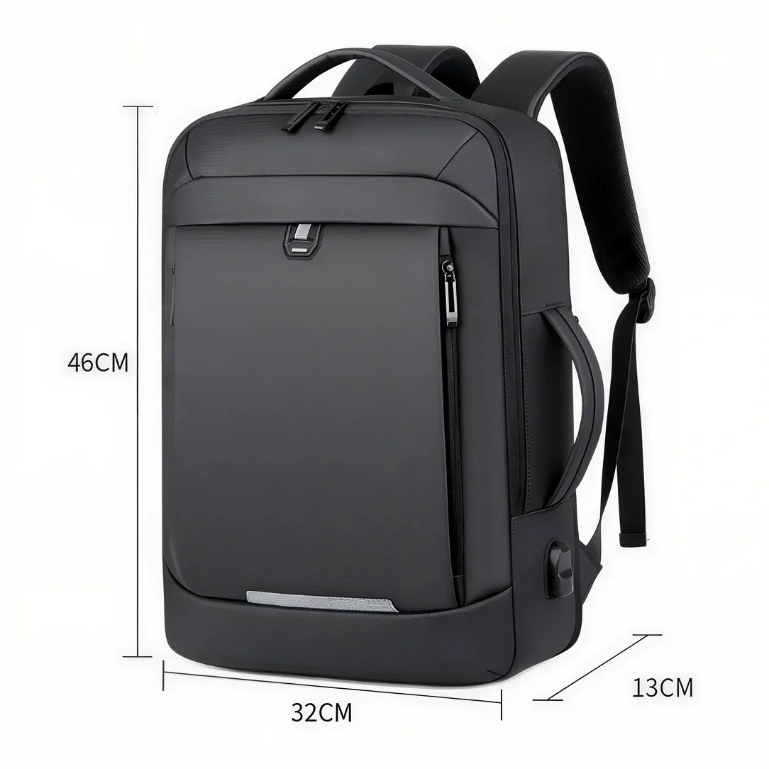 Sac à dos ordinateur extensible 17 pouces gris foncé, minimaliste avec ports USB