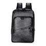 Sac à dos ordinateur homme en cuir en faux cuir noir avec plusieurs poches zippées