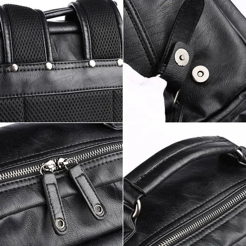 Détails du sac à dos ordinateur homme imitation cuir noir en faux cuir