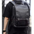 Sac à dos ordinateur homme imitation cuir en cuir noir avec rabat et boucles