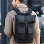 Sac à dos ordinateur imperméable homme noir avec plusieurs poches extérieures