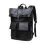 Sac à dos ordinateur imperméable homme en noir avec rabat et poches frontales