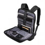 Sac à dos ordinateur portable noir plat étanche avec compartiments gris et sangles rembourrées