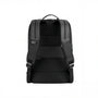 Sac à dos ordinateur portable plat étanche, noir cuir, mesh, sangles ajustables