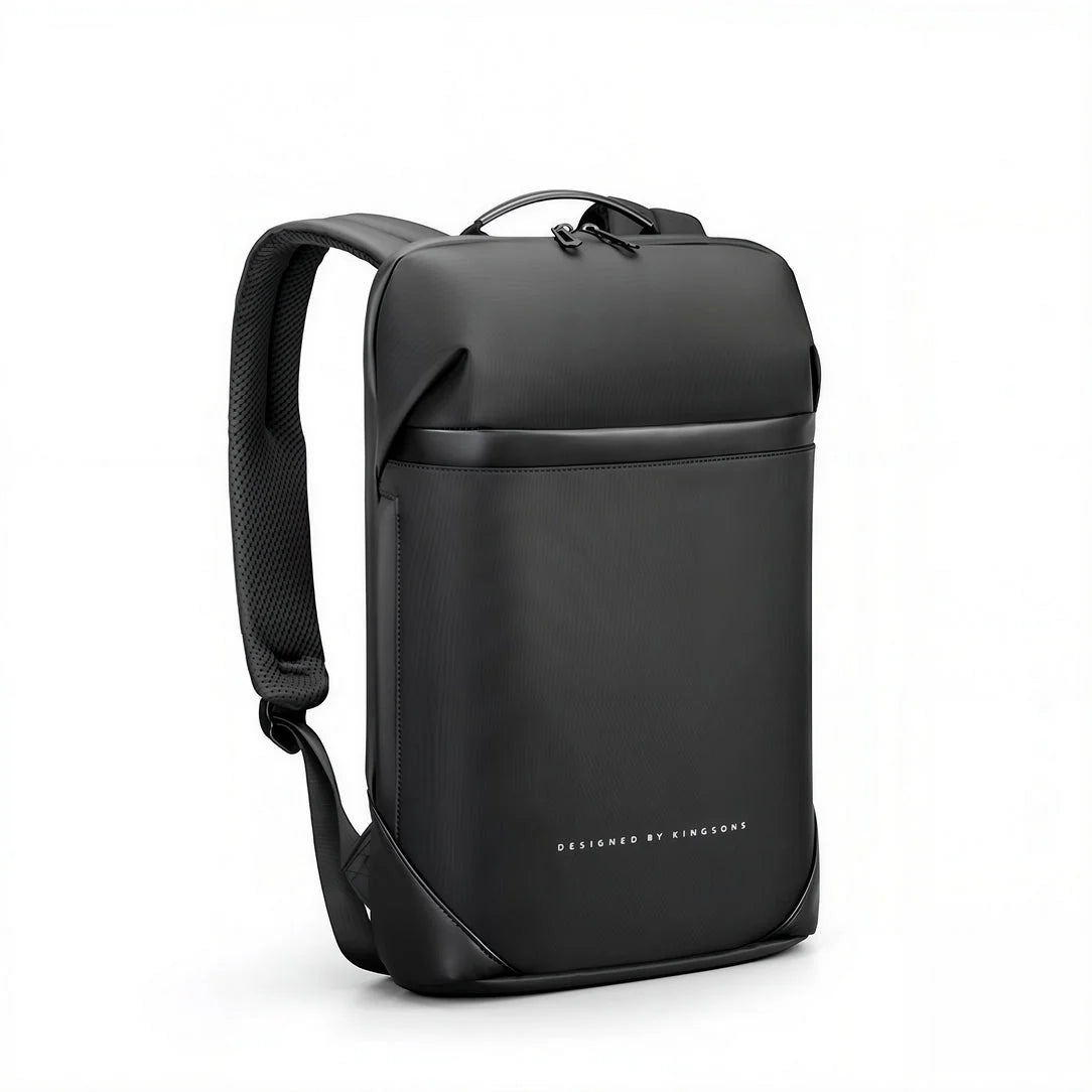 Sac à dos ordinateur portable noir plat étanche minimaliste avec sangles rembourrées