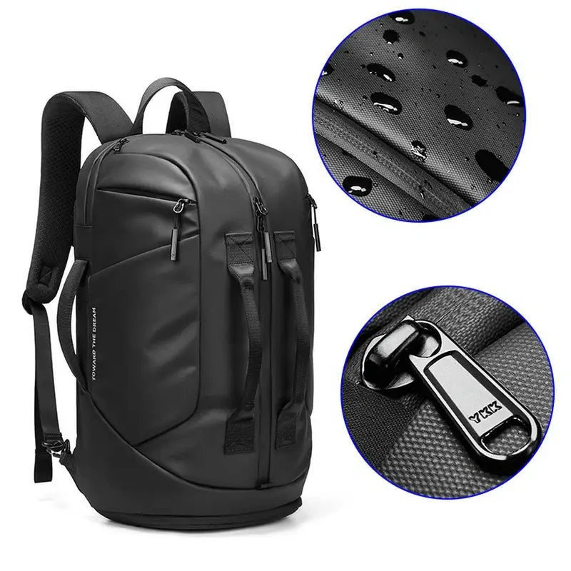 Sac à dos ordinateur professionnel noir, étanche et durable avec fermetures YKK