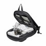 Sac à dos ordinateur ultra plat Nova Slim noir ouvert avec compartiments et objets à l’intérieur