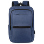 Sac à dos ordinateur usb en tissu bleu marine avec zippers et bretelles noires