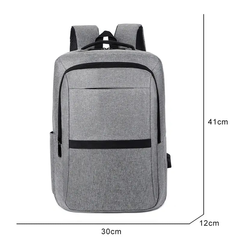 Sac à dos ordinateur USB en tissu gris avec accents noirs et port de chargement USB