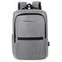Sac à dos ordinateur USB en tissu gris avec zippers et bretelles noires