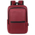 Sac à dos ordinateur USB bordeaux avec accents noirs et port de chargement USB