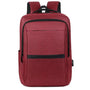 Sac à dos ordinateur USB bordeaux avec accents noirs et port de chargement USB