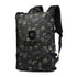 Sac à dos ouverture valise en camouflage noir et gris avec bretelles réglables