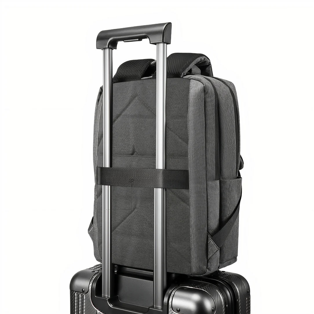 Sac à dos PC portable 17 pouces Urban Nova attaché à une valise à roulettes grise foncée