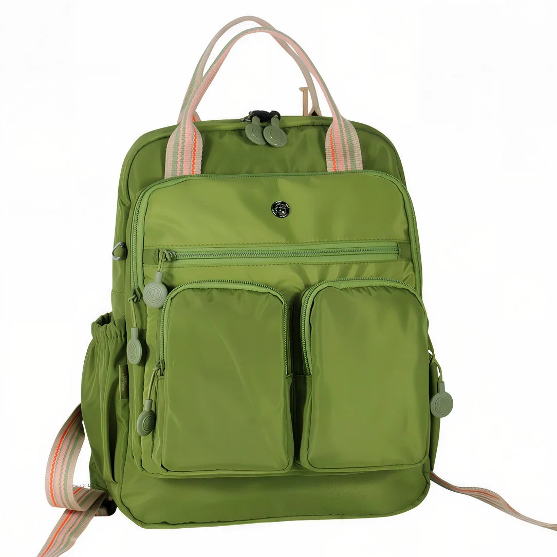 Sac à dos Perle Nacré vert en nylon avec poches multiples et sangles ajustables