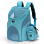 Sac à dos pour chat adulte en teal avec fenêtres en mesh et poche latérale