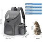 Sac à dos pour chat adulte gris avec fenêtres en mesh et poches latérales