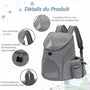 Sac à dos pour chat adulte gris avec fenêtres en mesh et poches multiples