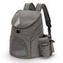 Sac à dos pour chat adulte gris avec fenêtres en mesh et poches latérales