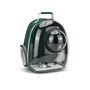 Sac à dos pour chat avec hublot en vert foncé et plastique transparent avec fenêtre à bulles