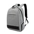 Sac à dos pour ordi portable en tissu gris clair avec accents noirs et multiples poches zippées