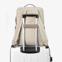 Sac à dos pour ordinateur 15,6 pouces beige avec passant trolley attaché à une valise