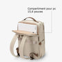 Sac à dos beige pour ordinateur 15,6 pouces avec compartiment pour laptop