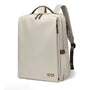 Sac à dos pour ordinateur 15,6 pouces gris clair avec accents marron et plusieurs poches zippées