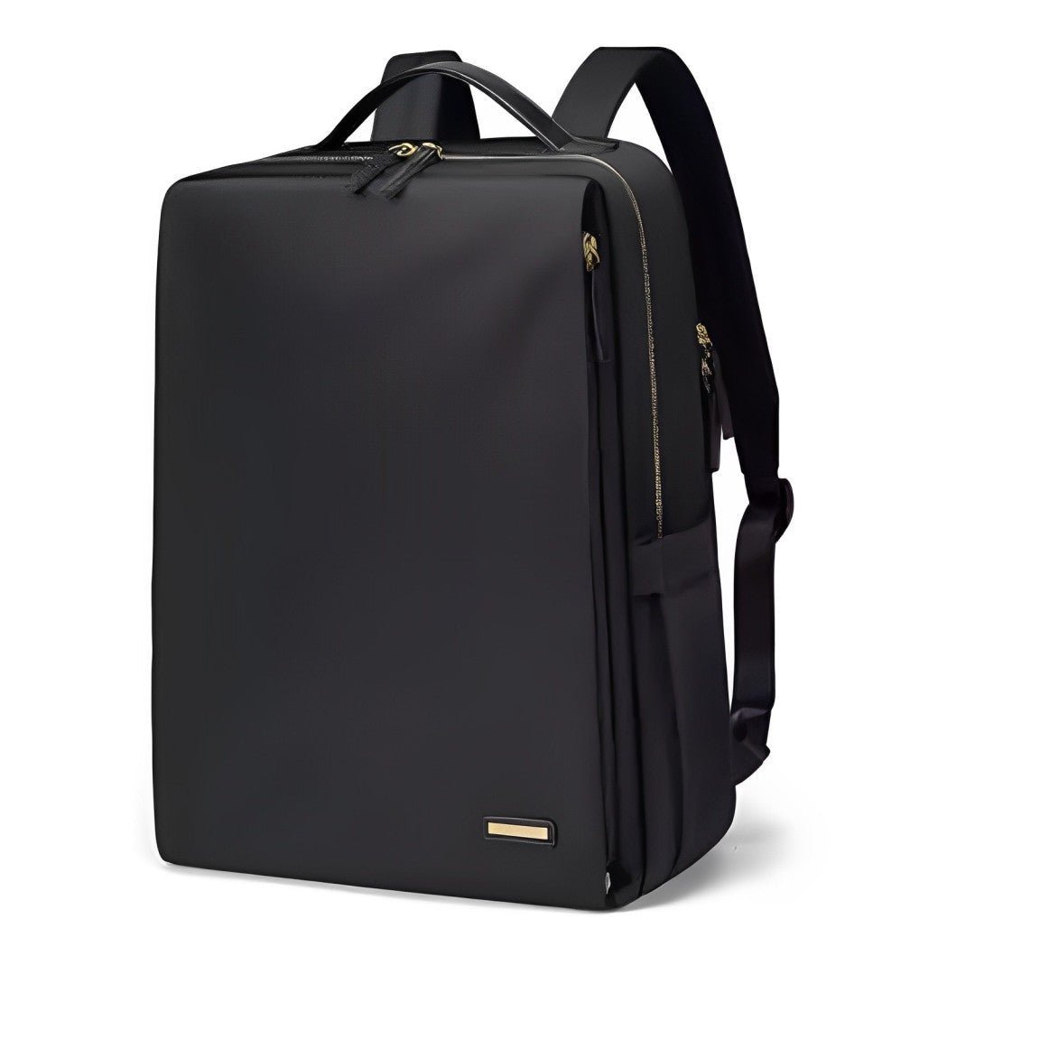 Sac à dos pour ordinateur 15,6 pouces noir avec zippers dorés et accent doré en bas