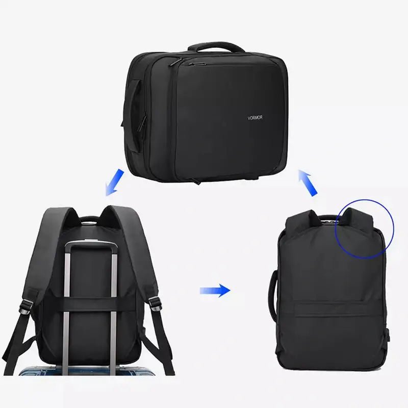Sac à dos pour ordinateur portable homme convertible en mallette avec sangle pour bagage