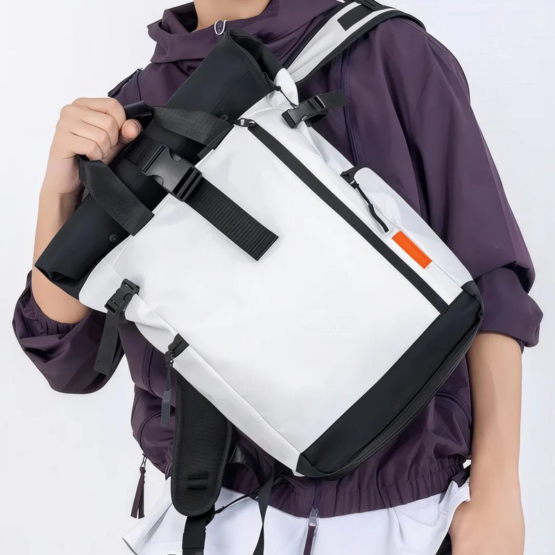 Sac à dos pour PC homme TangoColl 16 blanc et noir avec plusieurs boucles et sangles