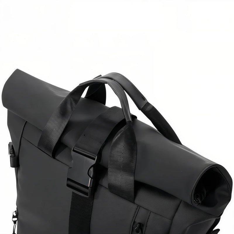 Sac à dos pour pc homme TangoColl 16 en cuir noir avec poignée et boucle