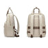 Sac à dos pratique pour femme, beige clair avec accents marron, compartiments et bretelles ajustables