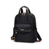 Sac à dos pratique pour femme en nylon noir avec poignées supérieures et zips dorés