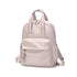 Sac à dos pratique pour femme en violet clair avec plusieurs compartiments et zippers dorés