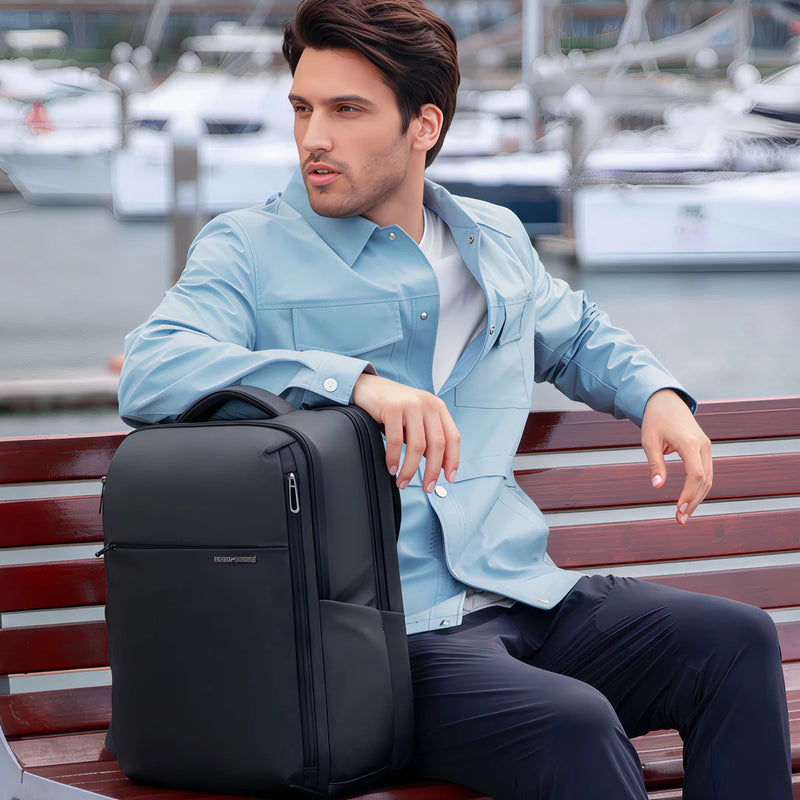 Sac à dos professionnel de travail PC 15.6 pouces WorkFlow, sac à dos minimaliste noir avec plusieurs compartiments
