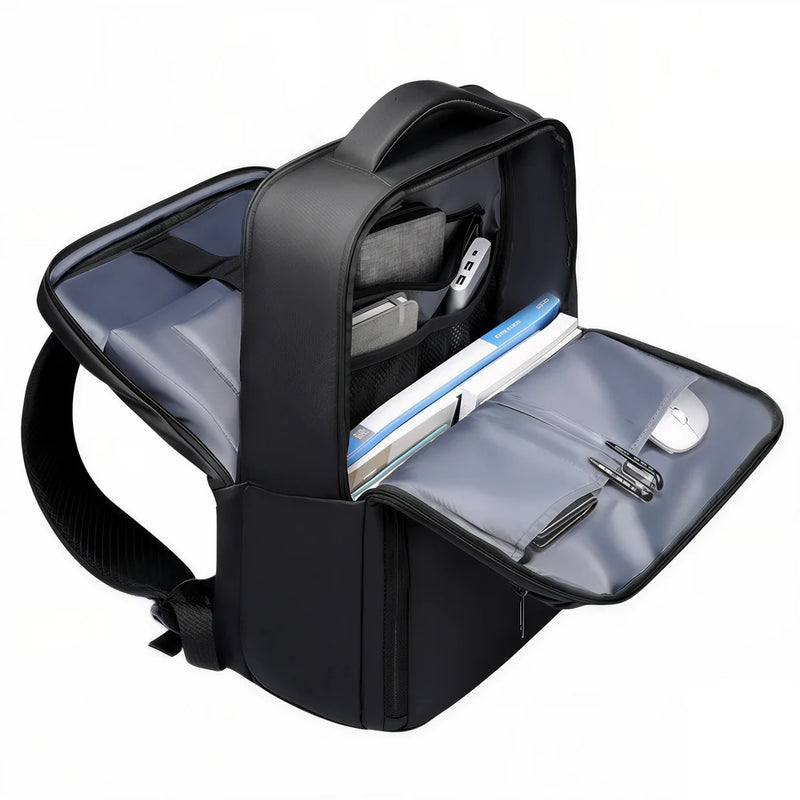 Sac à dos professionnel de travail PC 15.6 pouces WorkFlow ouvert avec compartiments et objets