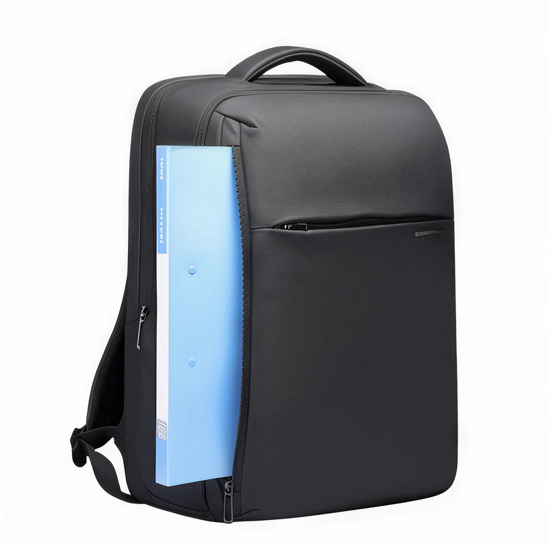 Sac à dos professionnel WorkFlow avec dossier bleu clair dans la poche latérale ouverte