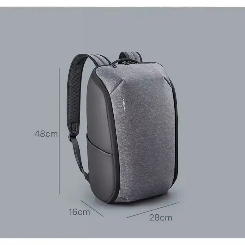 Sac à dos professionnel femme gris en coque dure avec bretelles rembourrées et dimensions visibles