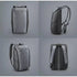 Sac à dos professionnel femme gris avec plusieurs vues montrant ses caractéristiques et design