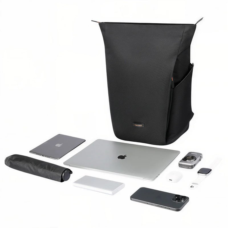 Sac à dos Quasar I 16 pouces Ryden avec sac à main noir texturé et poche latérale