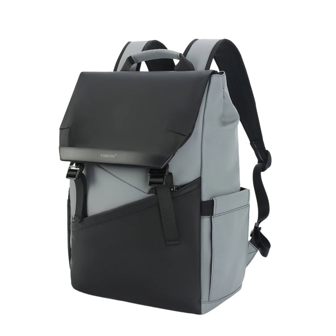 Sac à dos à rabat 16 pouces Tiger Lyra gris et noir avec bretelles ajustables