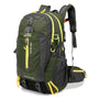 Sac à dos randonnée femme 40l olive vert et gris avec accents néon jaune et multiples compartiments